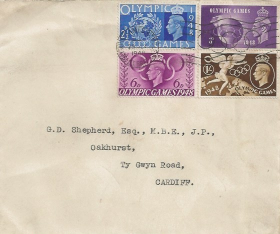 1st Day Cover sent to G D Shepherd