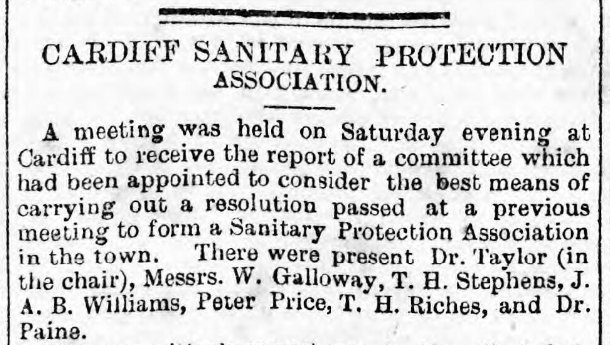 Weekly Mail 12th January 1884 Cardiff Sanitary Protection Association