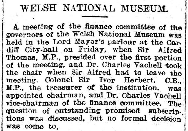 National Museum committee, Evening Express 20th June 1908