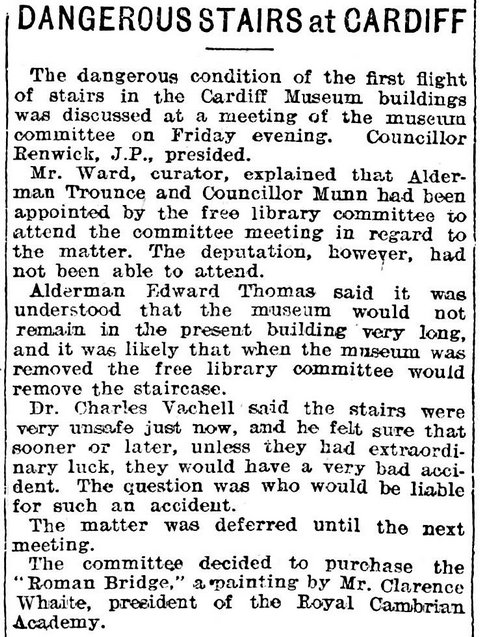 Cardiff Museum committee, Evening Express 30th June 1906