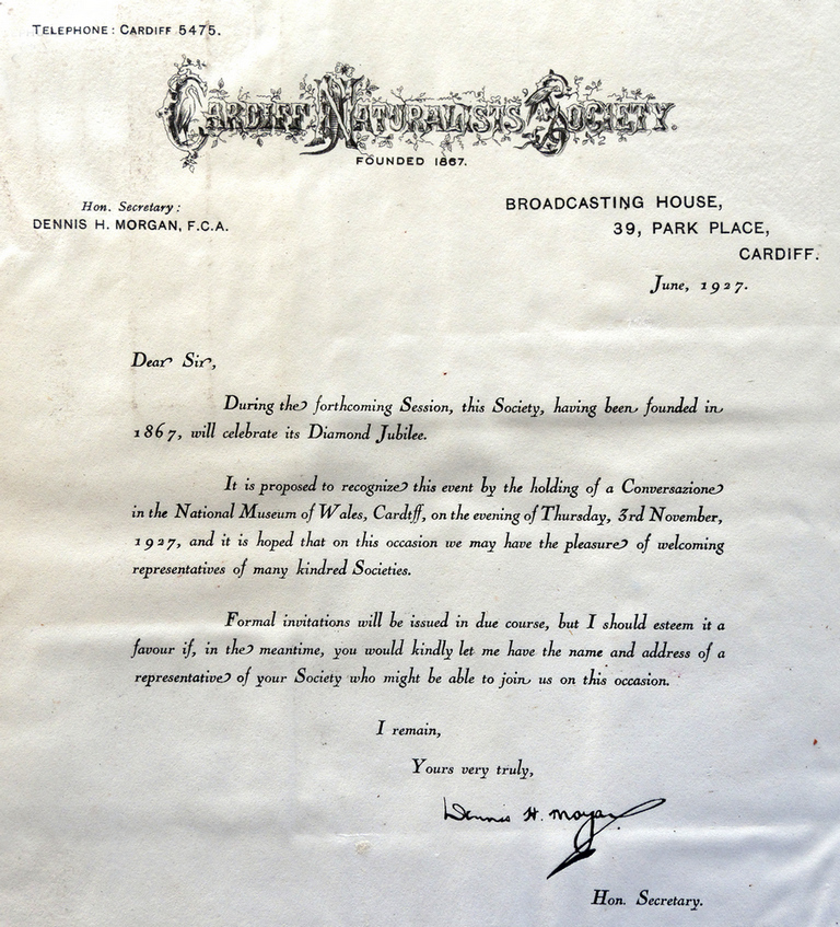 letter from CNS Archives signed by D. H. Morgan
