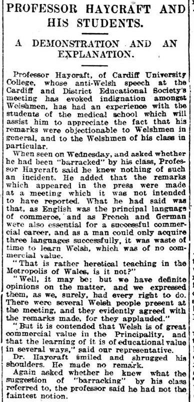 Professor Haycraft And His Students. A Demonstration And An Explanation, Weekly Mail 30th November 1907