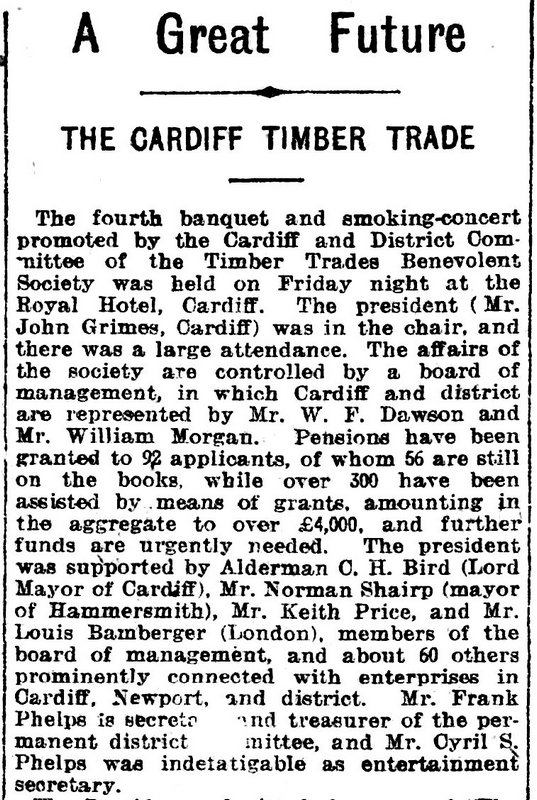 A Great Future The Cardiff Timber Trade Evening Express, 26th November 1910
