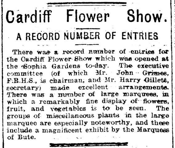 Cardiff Flower Show, Evening Express 26th July 1905