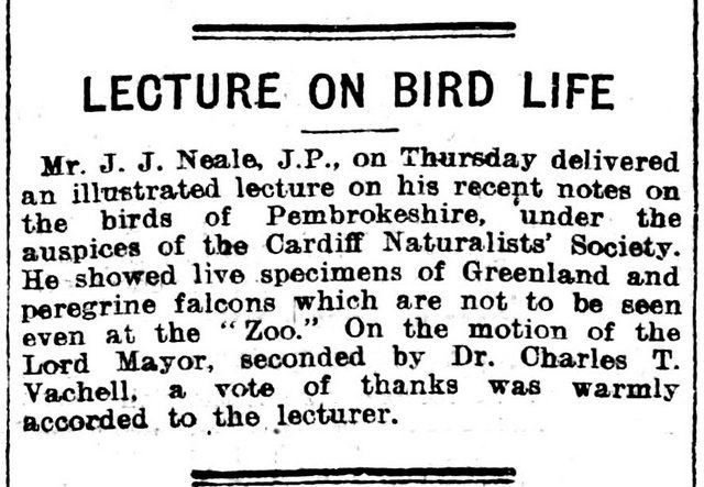 Lecture On Bird Life , Evening Express 25th November 1910