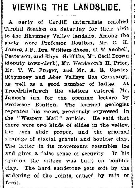 Viewing The Landslide, Evening Express 14th May 1906