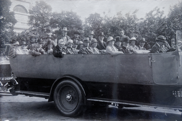 Members departing for a trip in Charabancs, from society archives