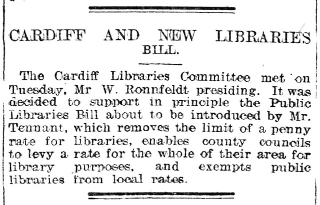 Cardiff And New Libraries Bill Evening Express 27th March 1907 