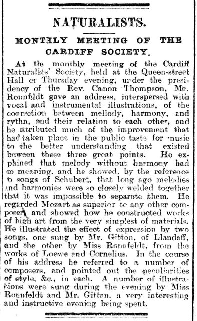 Musical Meeting Of The Cardiff Naturalists' Society Evening Express 21st February 18964 